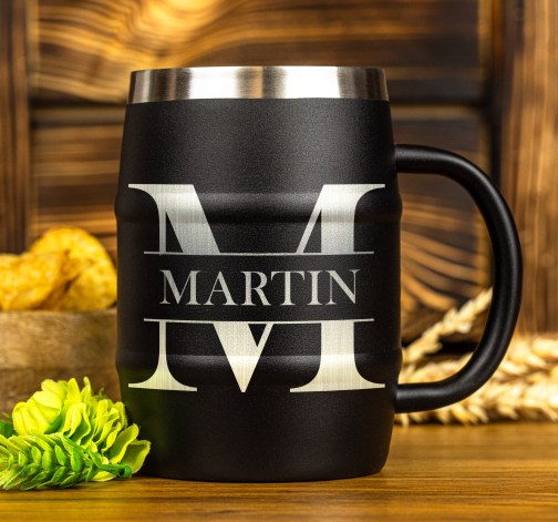 E-shop Čierny nerezový polliter s gravírovaním