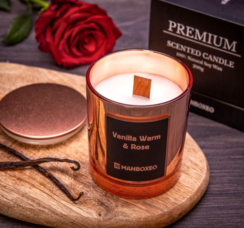 E-shop Sviečka s rosegold viečkom - Ruža & Vanilka 200 g