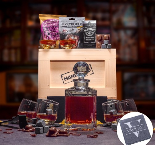 E-shop Debna s krištáľovou karafou + podtácky s gravírovaním