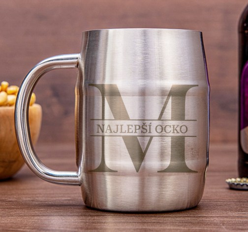 E-shop Nerezový chladiaci pivný "polliter" - Najlepší ocko s monogramom