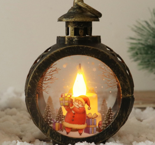 E-shop Vianočná svietiaca LED lucernička - Santa, okrúhla