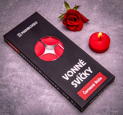 E-shop Sada 10 čajových sviečok - Červená ruža 10x14 g