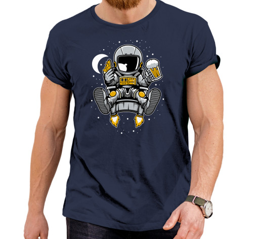 E-shop Pánske tričko s potlačou "Astronaut s pivom a pizzou"
