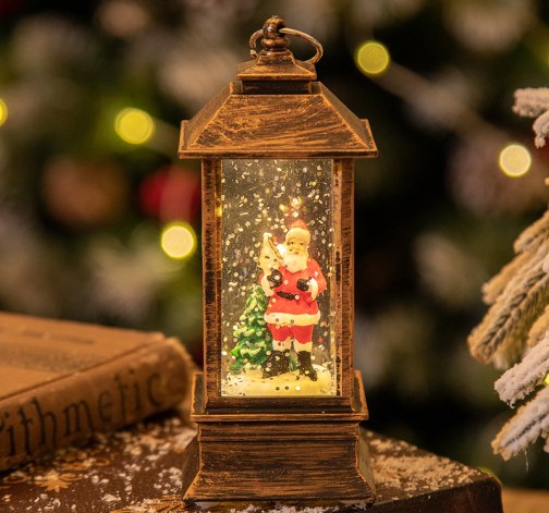 E-shop Vianočná svietiaca LED lucernička - Santa, hranatá