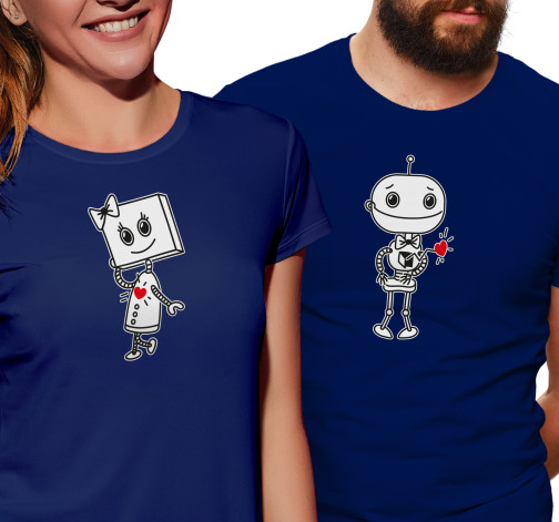 E-shop Pánske tričko s potlačou "Roztomilí roboti"