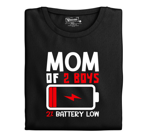 E-shop Dámske tričko s potlačou "Mom of 2 boys, battery low"