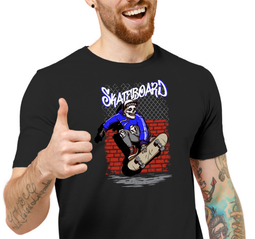 E-shop Pánske tričko s potlačou "Skateboard, skejter kostra"