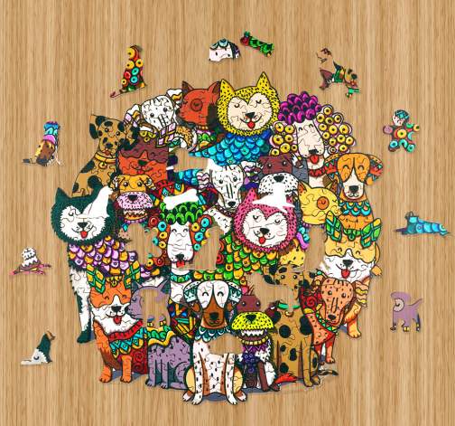 E-shop Drevené kreatívne puzzle Psy