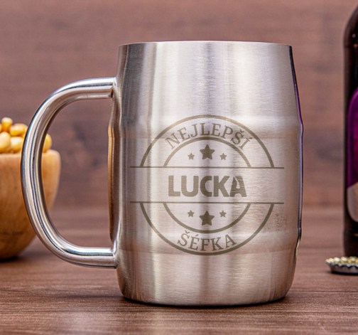 E-shop Nerezový chladiaci pivný "polliter" - Razítko najlepšia šéfka s menom