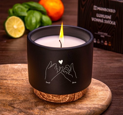 E-shop Veľká sviečka v keramike - Limetková bazalka & Mandarínka 400 g