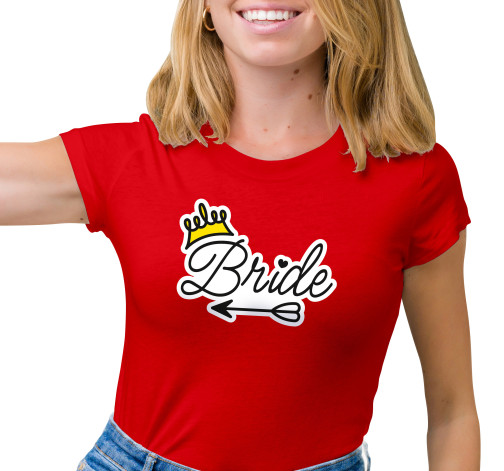 E-shop Dámske tričko s potlačou "Bride" so šípom a korunkou