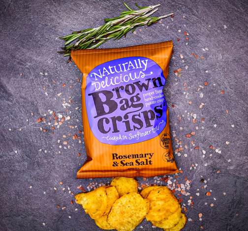 E-shop Chrumkavé, ručne vyrábané Brown Bag Crisps s rozmarínom a morskou soľou 40 g