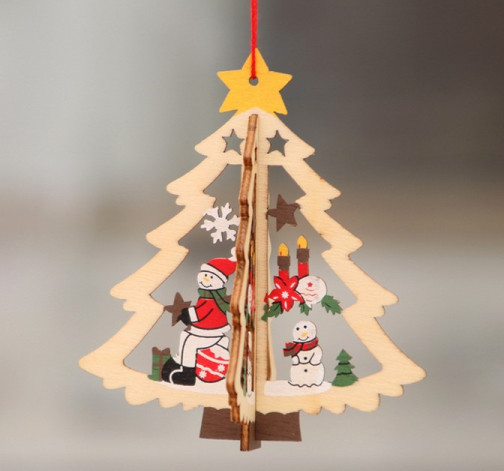 E-shop Drevená vianočná ozdoba - Stromček a santa
