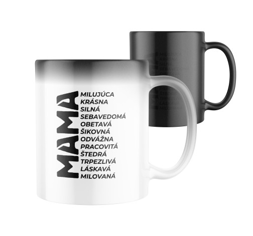 E-shop Magický keramický hrnček s potlačou Mama + prívlastky