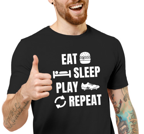 E-shop Pánske tričko s potlačou "Eat, sleep, play Football"
