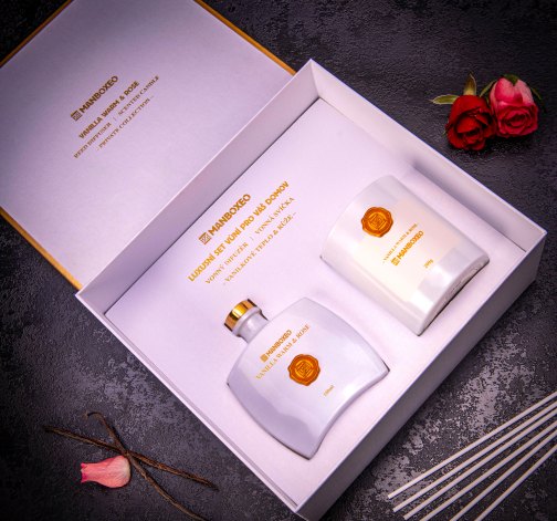 E-shop Luxusná darčeková sada difuzér a sviečka - Vanilka & Ruže
