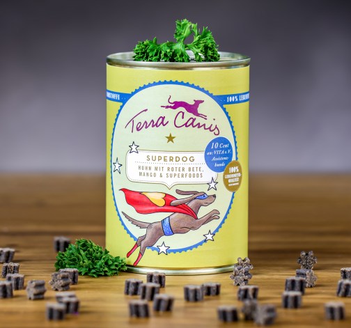E-shop Terra Canis Konzerva Superdog Kuracie s červenou repou, mangom a superpotravinami 400 g