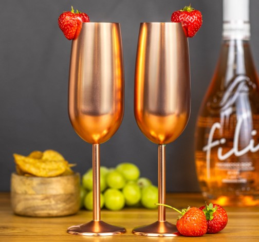 E-shop Sada nerezových pohárov na šampanské – rose gold