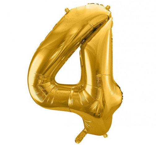 E-shop Zlatý fóliový balónik v tvare číslice ''4''