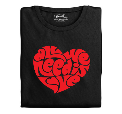 E-shop Dámske tričko s potlačou "All we need is love" - ​​červené srdce