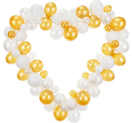 E-shop Girlanda z balónikov v tvare srdca - biela/zlatá