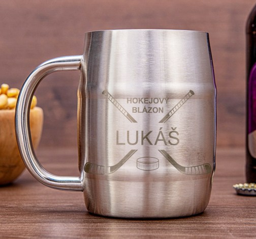 E-shop Nerezový chladiaci pivný "polliter" - Hokejový blázon s menom