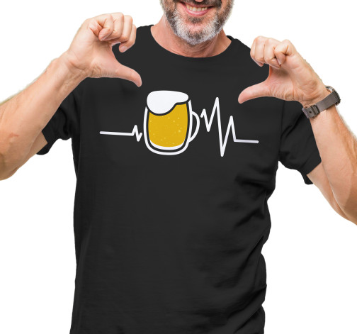E-shop Pánske tričko s potlačou "Tep srdca s pivom"