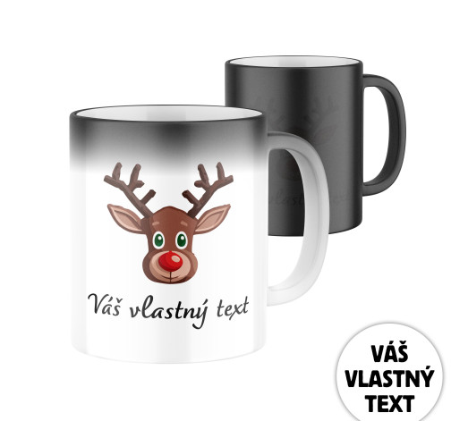 E-shop Magický keramický hrnček s potlačou Vianočný sobík - hnedý s vlastným textom