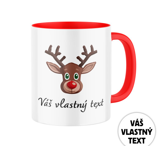 E-shop Keramický hrnček s potlačou Vianočný sobík - hnedý s vlastným textom
