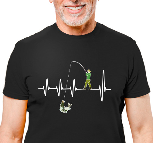 E-shop Pánske tričko s potlačou "Rybársky tep srdca"