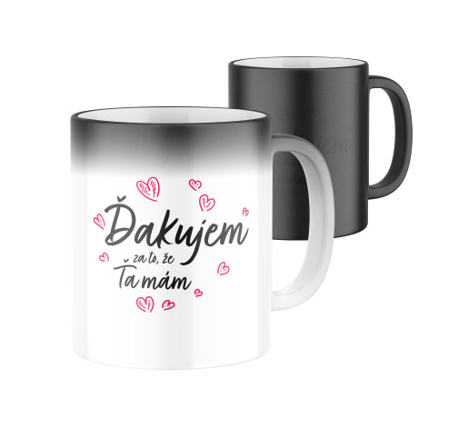 E-shop Magický keramický hrnček s potlačou Ďakujem za to, že ťa mám