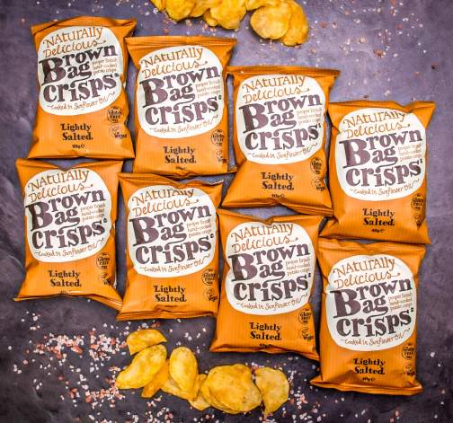 E-shop 20× Chrumkavé, jemne solené a ručne vyrábané Brown Bag Crisps 40 g"