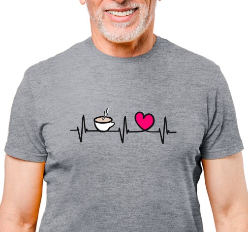E-shop Pánske tričko s potlačou "Tlkot srdca - šálka kávy"
