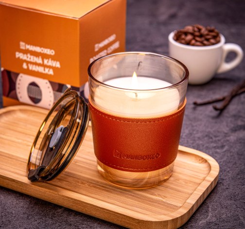 E-shop 2v1 Sviečka v cestovnom hrnčeku na kávu - Pražená káva & Vanilka 230 g