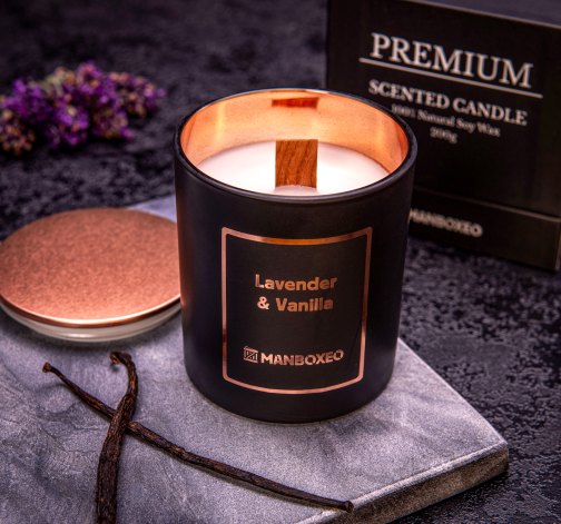 E-shop Sviečka s rosegold viečkom - Levanduľa & Vanilka 200 g