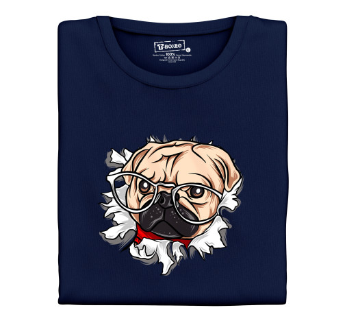 E-shop Dámske tričko s potlačou "Mops s okuliarmi"