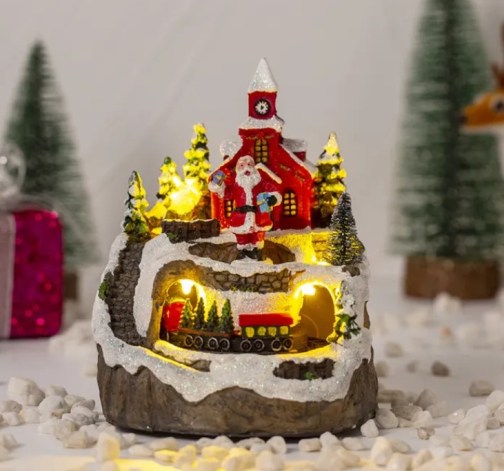 E-shop Vianočná pohyblivá, hrajúca a svietiaca LED dedinka - Santa
