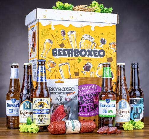 E-shop Beerboxeo darčekové balenie plné NEALKO pivných špeciálov a mäsa