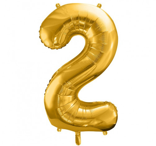 E-shop Zlatý fóliový balónik v tvare číslice ''2''