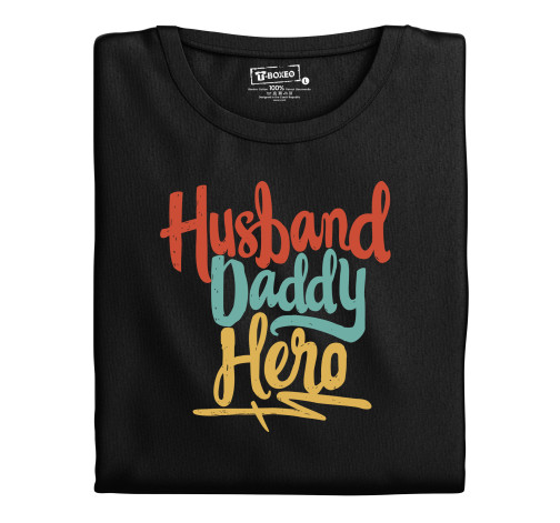 E-shop Pánske tričko s potlačou "Husband, Daddy, Hero"