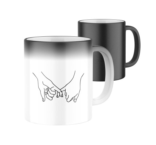 E-shop Magický keramický hrnček s potlačou Dotýkajúce sa ruky
