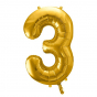 Zlatý fóliový balónik v tvare číslice ''3''