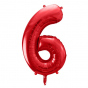 Červený fóliový balónik v tvare číslice ''6''