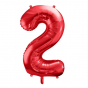 Červený fóliový balónik v tvare číslice ''2''