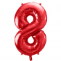 Červený fóliový balónik v tvare číslice ''8''