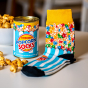 Unikátne veselé Popcornové ponožky v plechovke - modrobiele