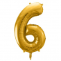 Zlatý fóliový balónik v tvare číslice ''6''